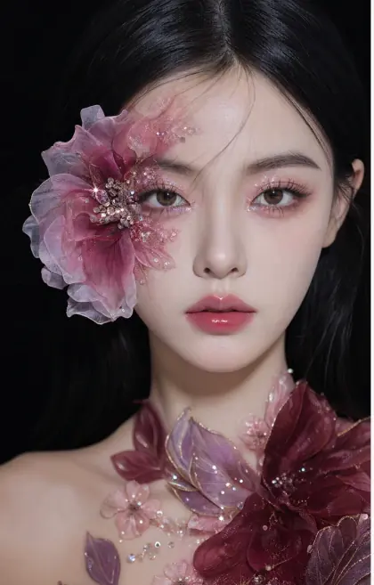 花卉妆容女性角色设定图